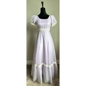 Vintage Nadine Lavender Polka Dot Maxi Length Princess Dress Size 7